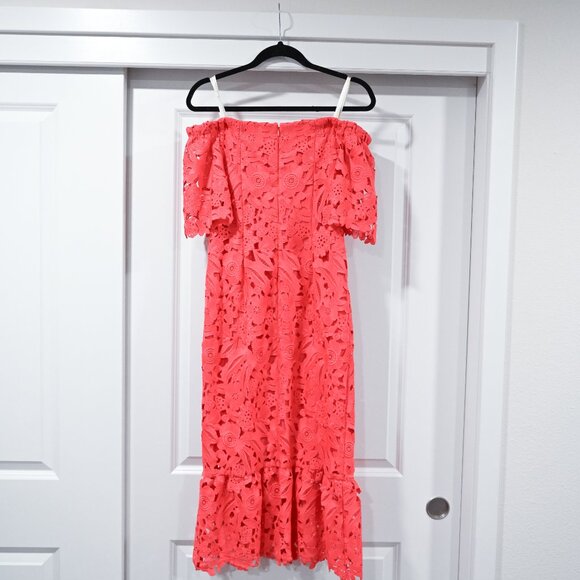 Shoshanna Size 6 Anthropologie Venetian Off the Shoulder Lace Pink Dress - Picture 7 of 10